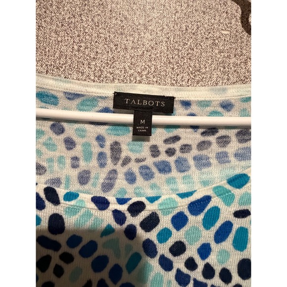 Talbots Women's Blue Pattern Knit Top Dolman 3/4‎ Sleeve Blouse Medium - Picture 3 of 7